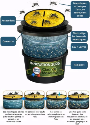 Lot de 4 Pièges à Moustiques Tigres avec Récipient & Couvercle – Innovation 2025 – Piège à Larves Écologique sans Insecticide – Anti Moustique Extérieur Jardin Terrasse – Ciao Mosquito®