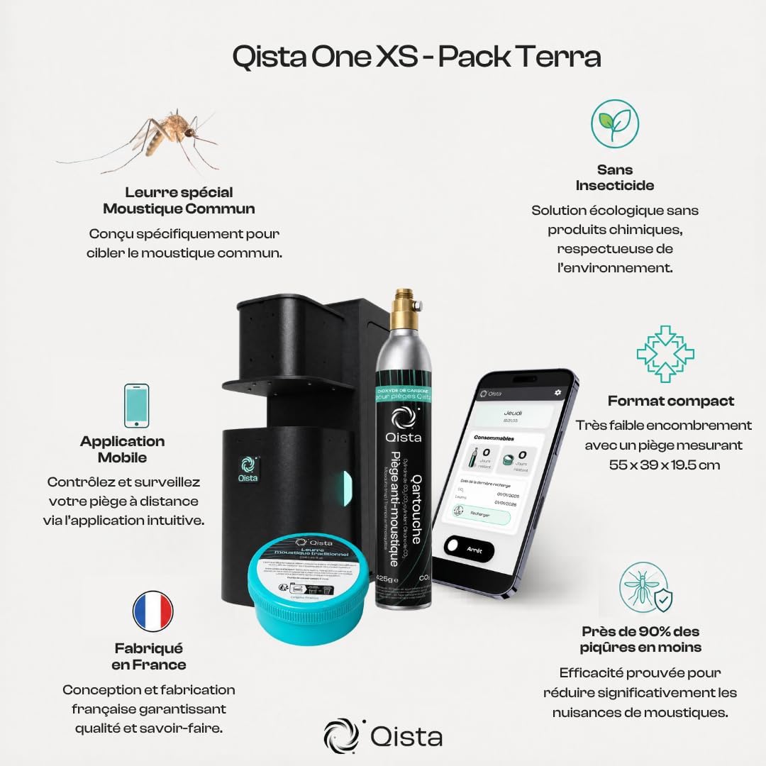 One XS – Piège Anti-Moustique Puissant Extérieur – Piège Écologique – Rayon 60m – Fabriqué en France (Pack Terra (Moustique Commun), 1 Mois de Protection) Pack Terra (Moustique Commun) 1 Mois de Protection