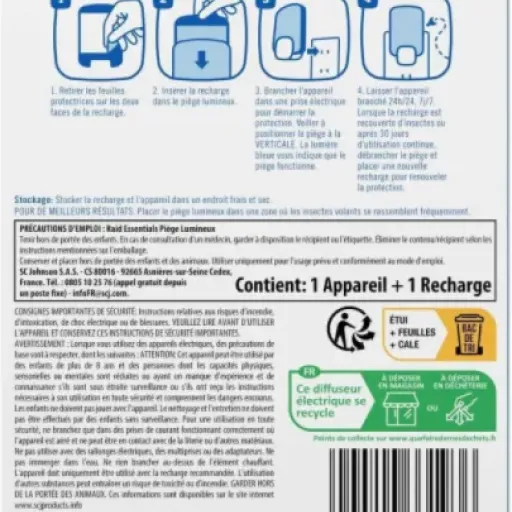 Avis Raid Essentials Piège Lumineux Diffuseur : une solution anti-moucherons sans insecticide pour la maison