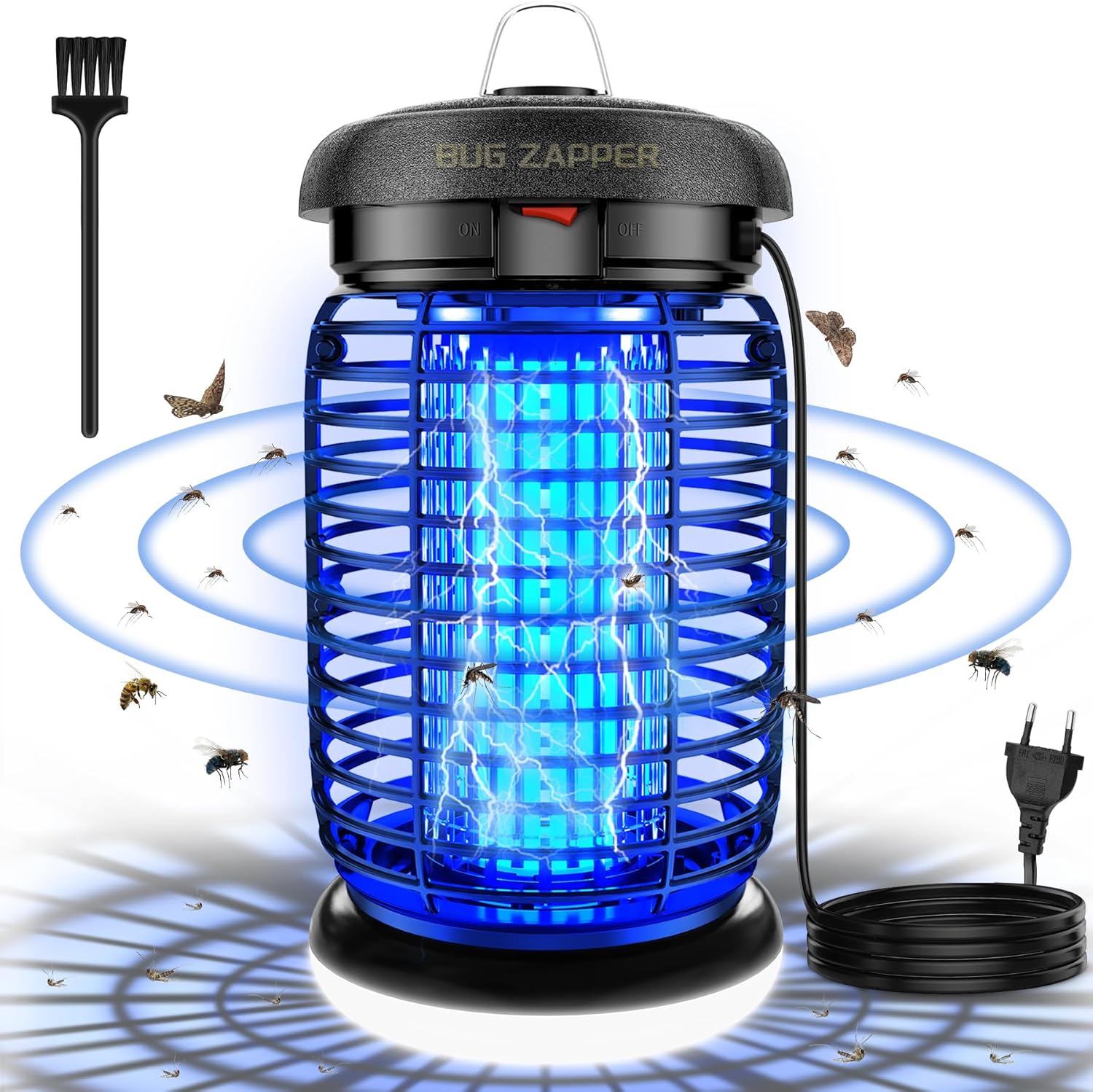 Lampe Anti Moustique, Lampe Anti Mouche 15W 4200V UV Tueur d'Insectes Électrique Étanche Anti Insectes Répulsif Efficace Portée 140m² pour Intérieur et Extérieur (avec éclairage LED) Câble 1,5M (avec éclairage LED)