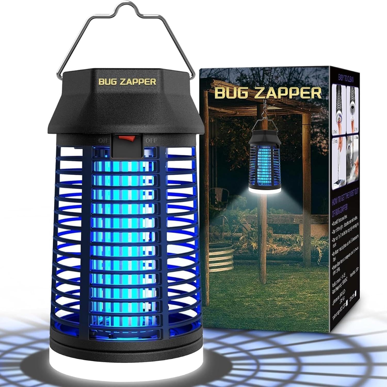 Lukasa Lampe Anti Moustique avec LED Lampe, 4200V Tue Mouche Electrique, Étanche IPX4, UV Lampe Anti Moustique Exterieur Interieur, Insectes Moustique Tueur Lampe pour Maison Patio Jardin Cour Arrière