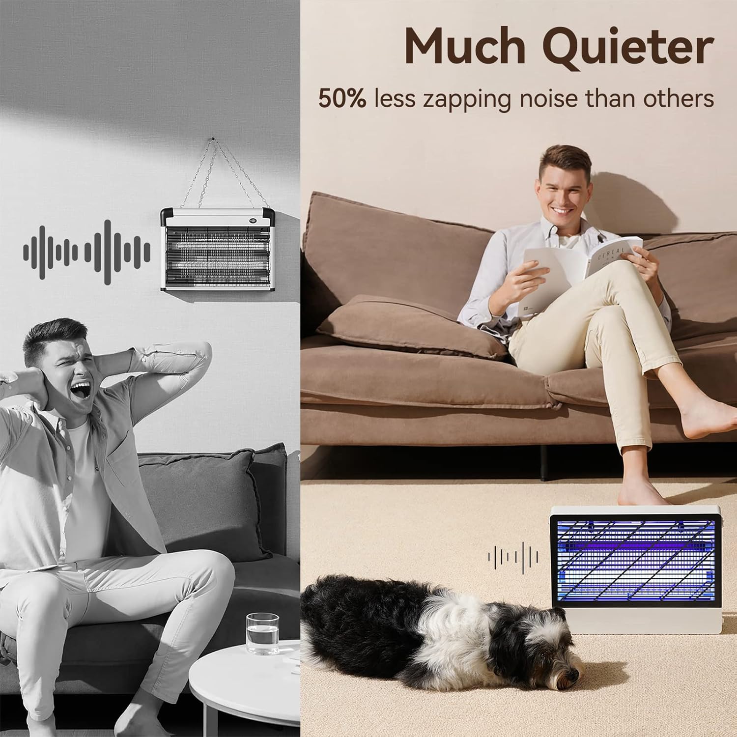 Calme Spectre Hybride Lampe Anti Moustique Interieur,Attrape et Tue Mouche, Electrique, Piege, Anti Guepe Moucherons Insectes, avec 2 Ampoules De Rechange Lampe + 2 Ampoules