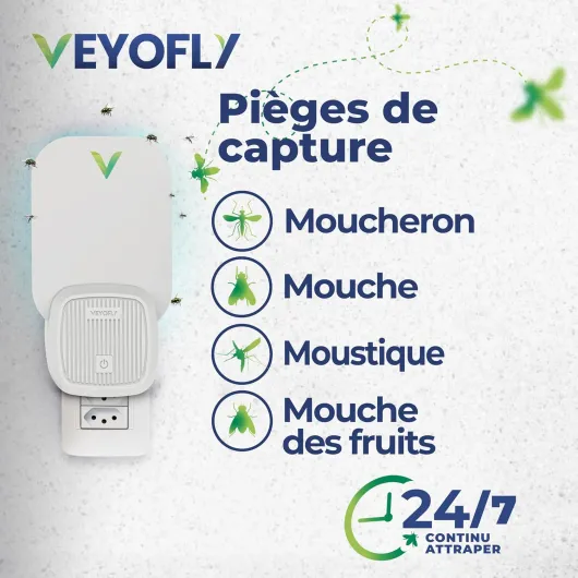 Piège à Mouche, Piege Moustique, Attrape Mouche, Piege Moustique Interieur, Maison Plus Sûre, Moucherons, Mites, Lumière Anti-Insectes à Brancher (1 Appareils + 3 Cartes de Colle) 1 Appareil + 3 Recharges VF01S