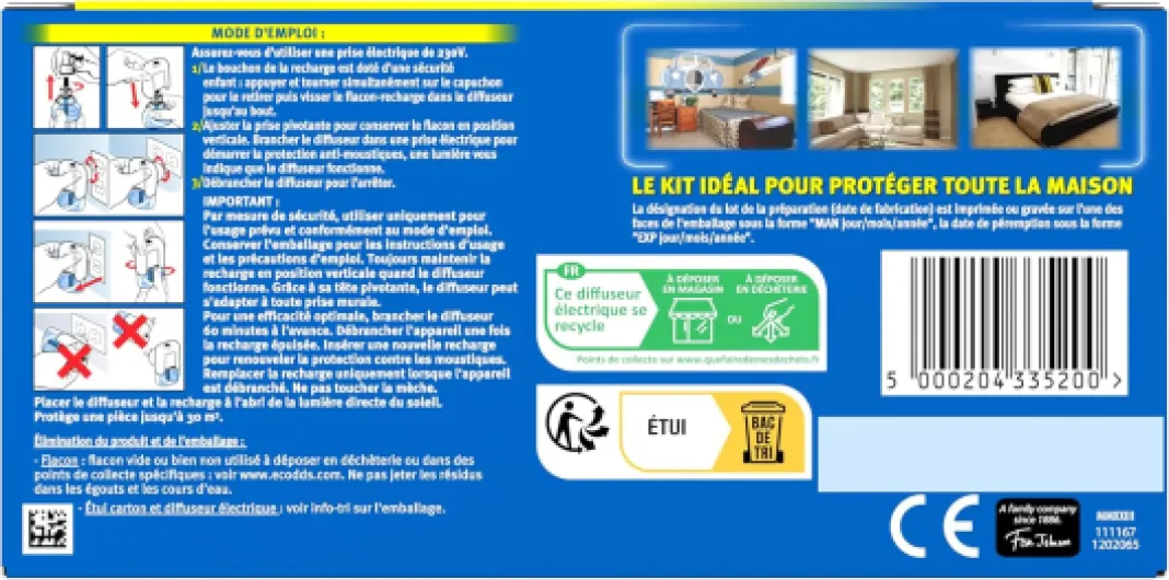 Diffuseur Electrique Liquide - Répulsif Moustiques - 3x45 Nuits - 3 Diffuseurs et 3 Recharges de 32ml 3 diffuseurs + 3 recharges