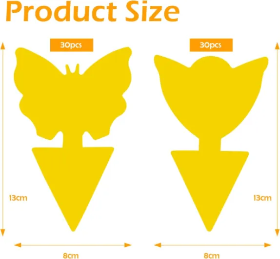 60pcs Pièges à Insectes, Attrape Moucheron Plantes, Anti Moucherons Interieur, Pièges Engluées Autocollants Colle Double-Face Étanche Jaunes