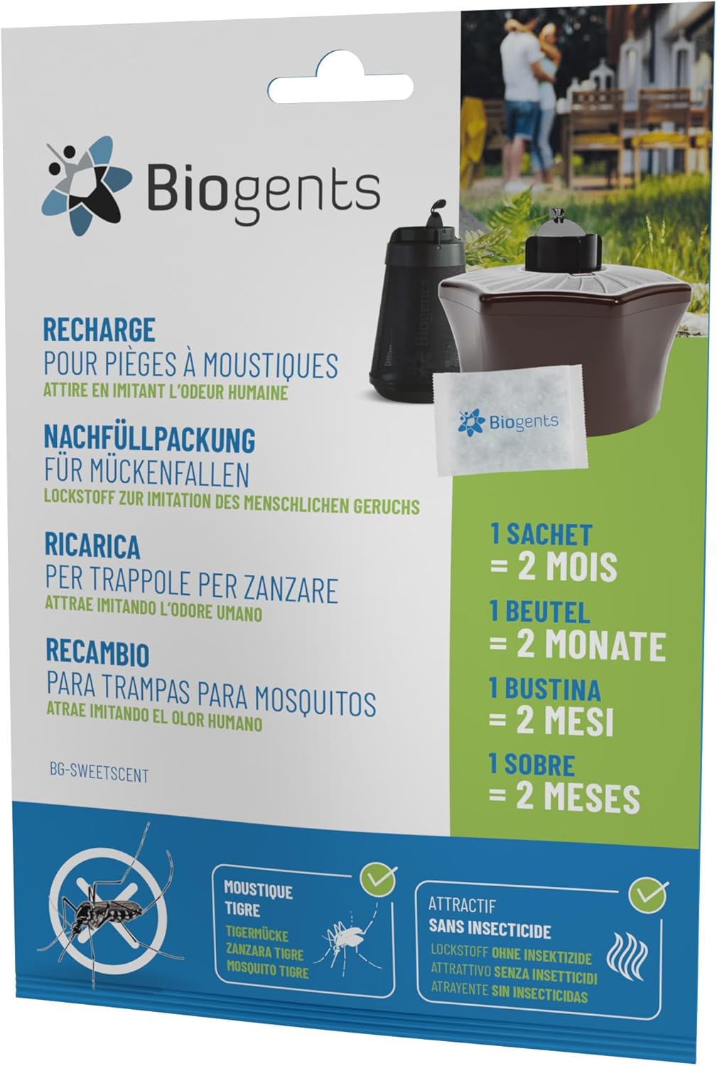 Recharge 2 Mois -Attractif Piège Extérieur Anti-Moustiques BG-MOSQUITAIRE - Efficace Contre Les Moustiques Tigre BG-SWEETSCENT Unique