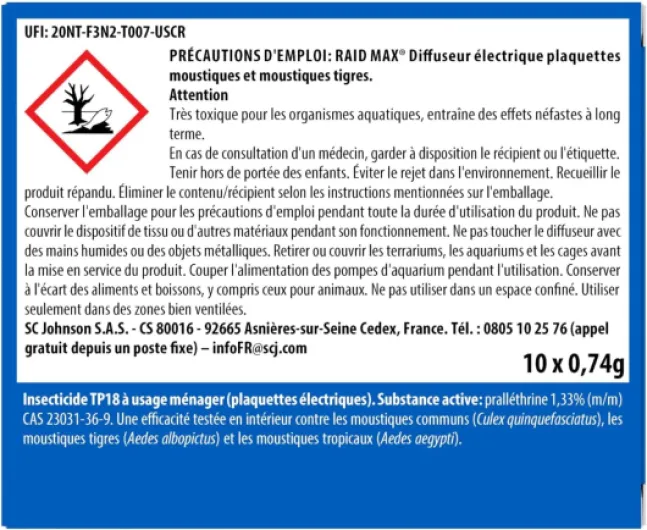 Max Diffuseur Electrique Plaquettes - Anti-Moustiques et Moustiques Tigres - Protection Efficace - Sans Parfum - 1 Diffuseur + 10 Recharges 1 Diffuseur + 10 Plaquettes Raid Max