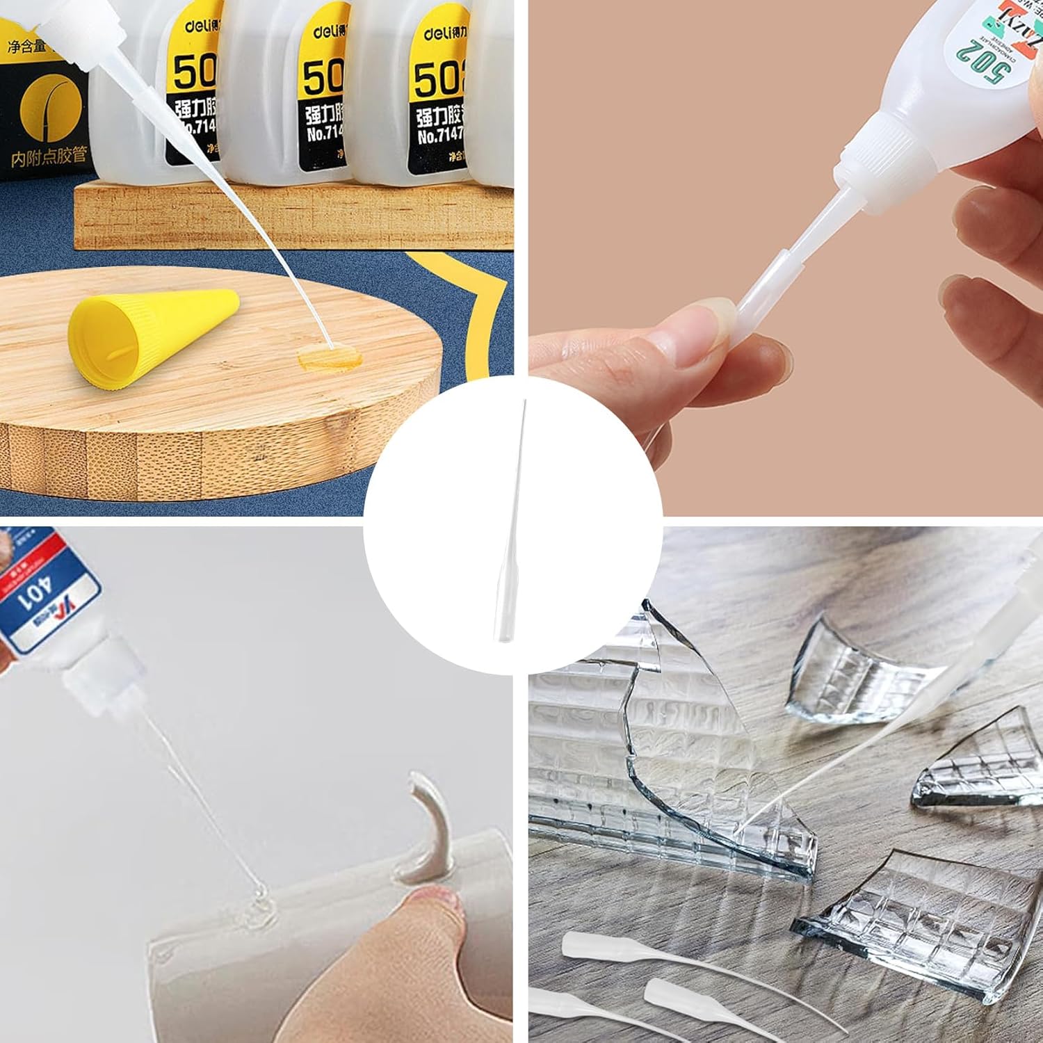 Compte-gouttes de Colle Pointes,300 PCS Compte-Gouttes de Colle Haute Précision Plastique Colle Micro-Tips Colle Extender Précision pour Flacon Applicateur Colles Bouteille