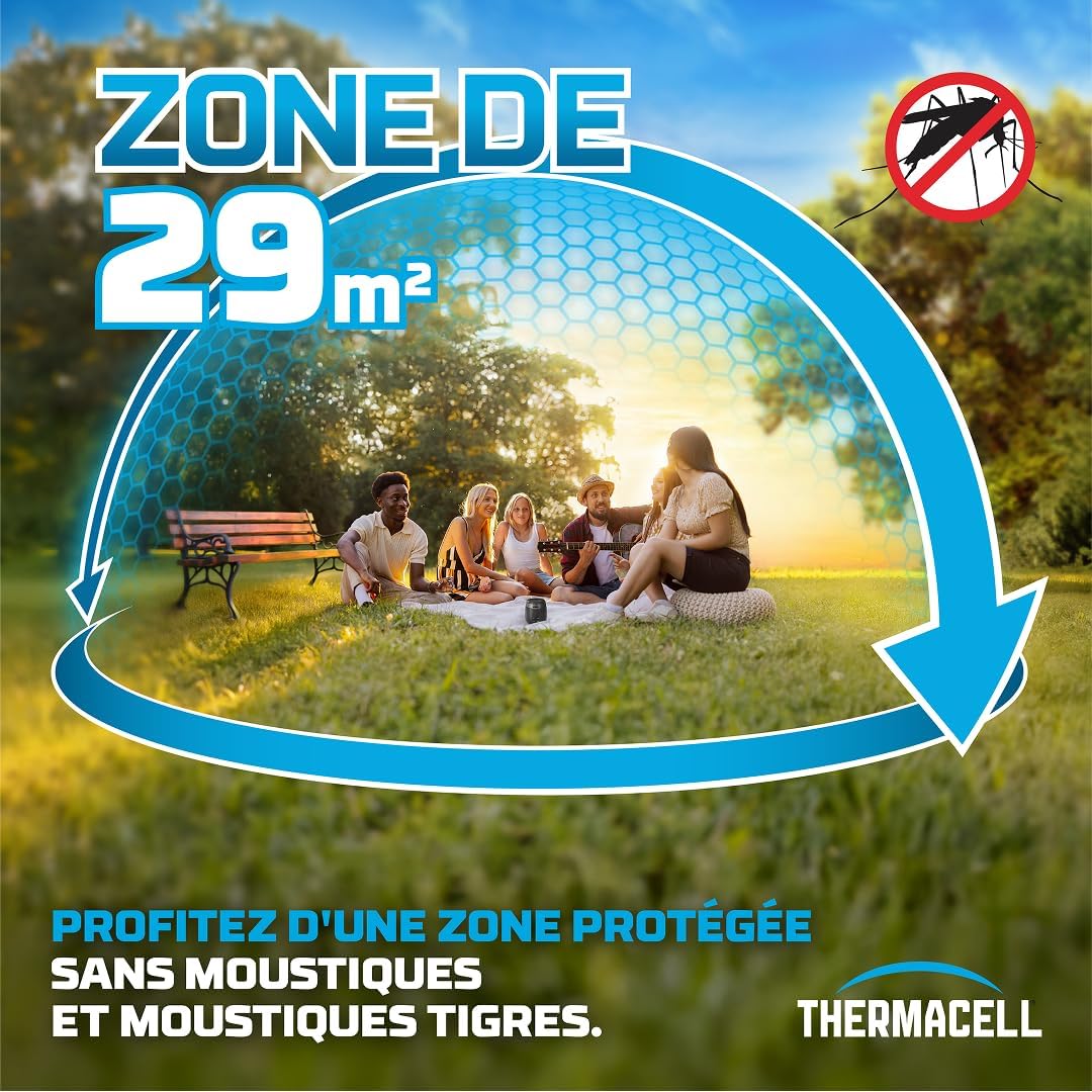 Bouclier Anti Moustiques et Moustiques Tigres - Recharge Incluse 40h de Protection - Extérieur, Jardin, Terrasse - sans Fil, Rechargeable - Zone de Protection 29m² - Inodore - Noir 1 Bouclier + Recharges 40h