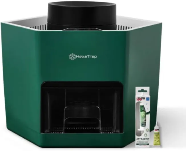 HEXATRAP BY FAVEX - Piège à moustiques extérieur hexatrap – piège moustique tigre et commun jardin – action 300 m² – Gels attractifs recharges 4 mois de protection – câble 10 m, Vert