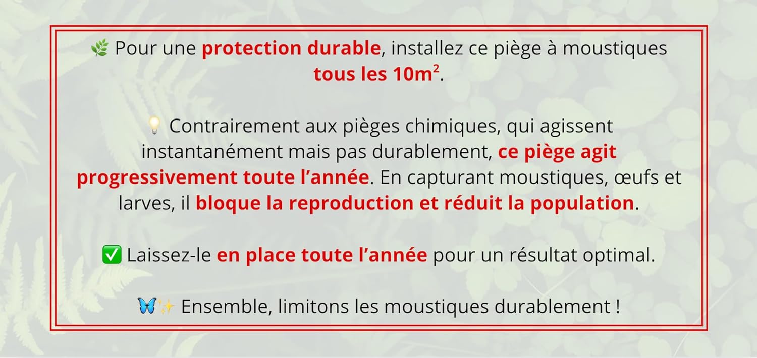 X4 – Pièges Anti-Larves Moustique Tigre - Écologique, sans Insecticide - Innovation française 2025 brevetée - Seaux + flotteurs + Filets - Pack 4 Zones extérieures