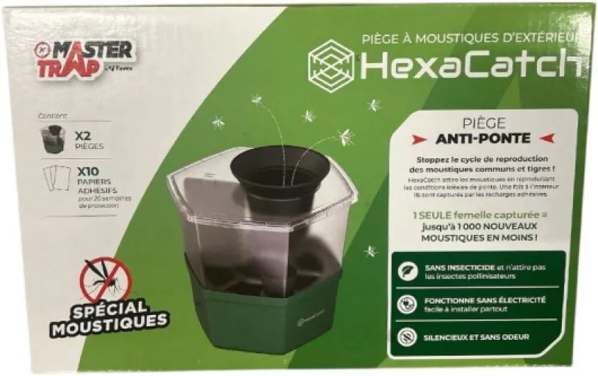 HEXATRAP BY FAVEX - Pack Double Action Anti‑Moustiques – Piège Extérieur + 2 Anti‑Ponte pour Réduction Durable des Moustiques au Jardin, Sans Insecticide