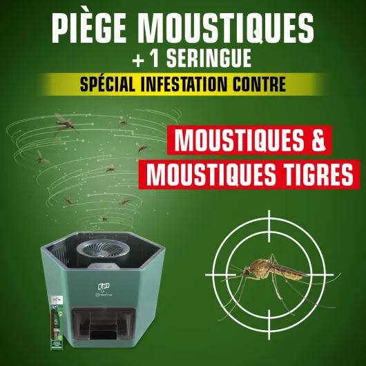 K.PRO Piège électrique à moustiques et moustiques Tigres avec Attractif, Protège jusqu'à 300 m², Silencieux et sans Odeur, Programmable 3 Cycles, Câble 10 mètres, Garantie 2 Ans Piège Electrique + 1 Seringue