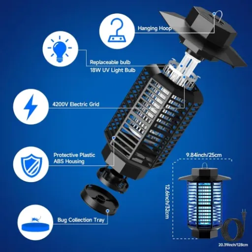 Test Lampe Anti-Moustique 4200V 18W UV : la grosse lampe qui calme vraiment les moustiques au jardin