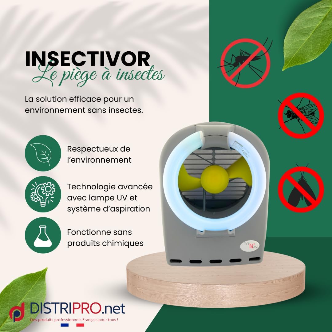 Lampe Anti-Moustique électrique UV – piège moustiques Silencieux et sans Produits Chimiques – intérieur/extérieur, 180m² – répulsif Insectes Volants, Attrape-moustiques - 1 vitesse