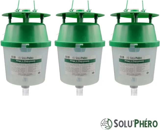 Lot de 3 Pièges à Phéromones Funnel Trap, SOLU'PHERO – Piège Papillons Lépidoptères – Usage Jardin & Vergers – Piège Réutilisable à Suspendre ou sur Pied – sans Phéromone