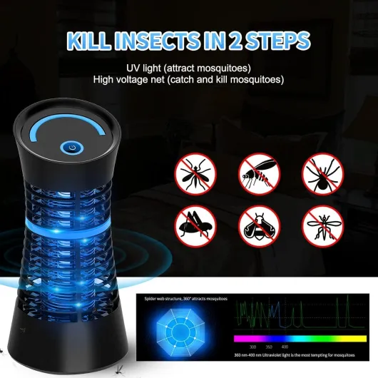 Lampe Anti Moustique, Électrique Anti Insectes Répulsif Efficace Portée 30m², Répulsif Piège à Moustiques Qui Réduit Efficacement Les Insectes Volants pour l'intérieur Noir